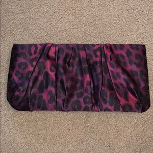 Leopard purple print clutch